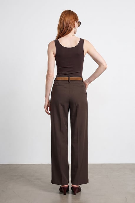 Brede-Pijpen Gecoate Trousers met Ceintuur - Image 2