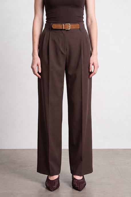Brede-Pijpen Gecoate Trousers met Ceintuur - Image 3