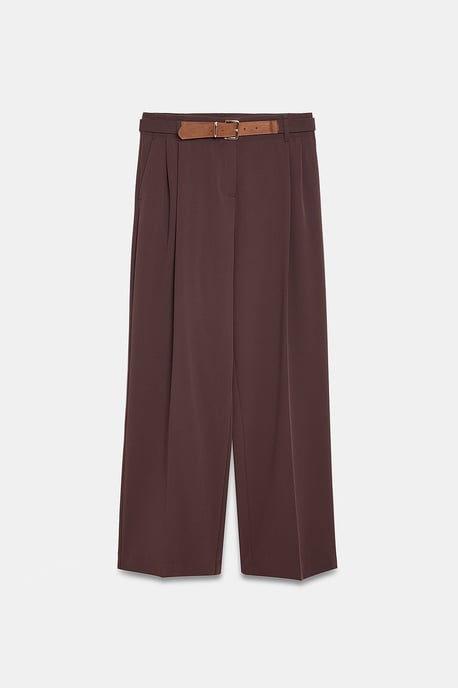 Brede-Pijpen Gecoate Trousers met Ceintuur - Image 5