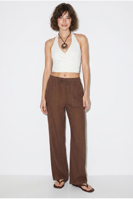 Wide-leg Cotton Trousers With Drawstring Waist - Image 2