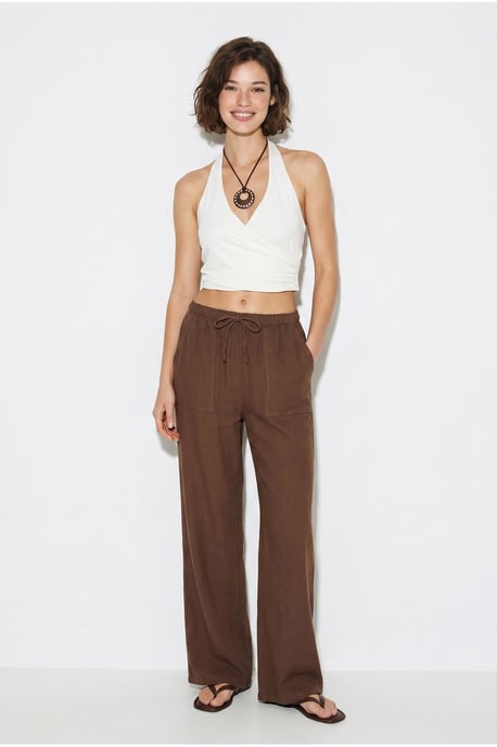 Wide-leg Cotton Trousers With Drawstring Waist - Image 3