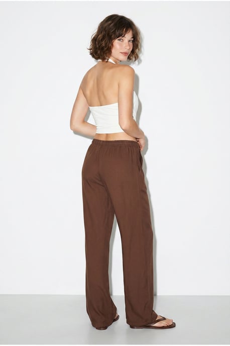 Wide-leg Cotton Trousers With Drawstring Waist - Image 5
