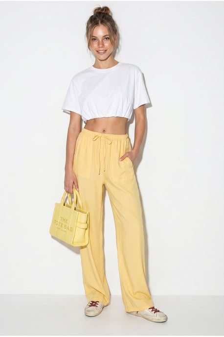 Wide-leg Cotton Trousers With Drawstring Waist - Image 1