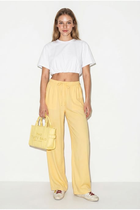 Wide-leg Cotton Trousers With Drawstring Waist - Image 3