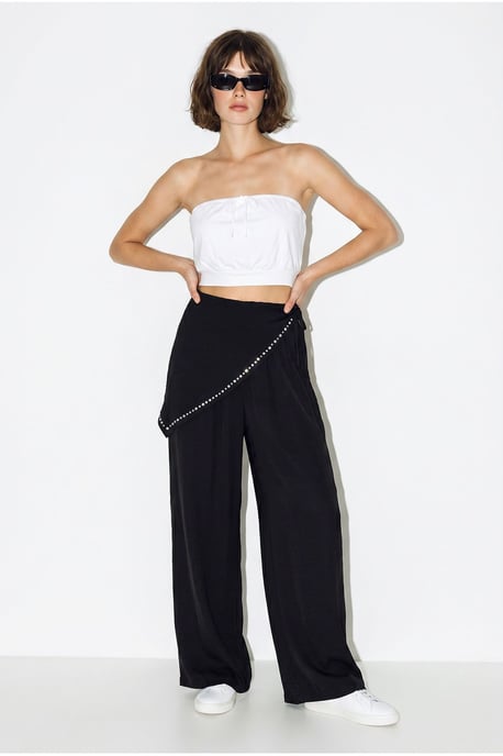 Wide Leg Pull-On Trousers - Image 1