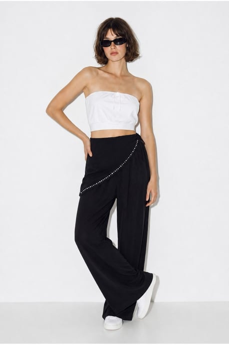 Wide Leg Pull-On Trousers - Image 2