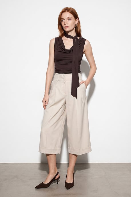 Hoge Taille Wijde Crepe Culotte - Image 1