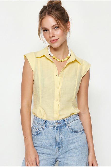 Aansluitende Mouwloze Katoenen Shirt - Image 4