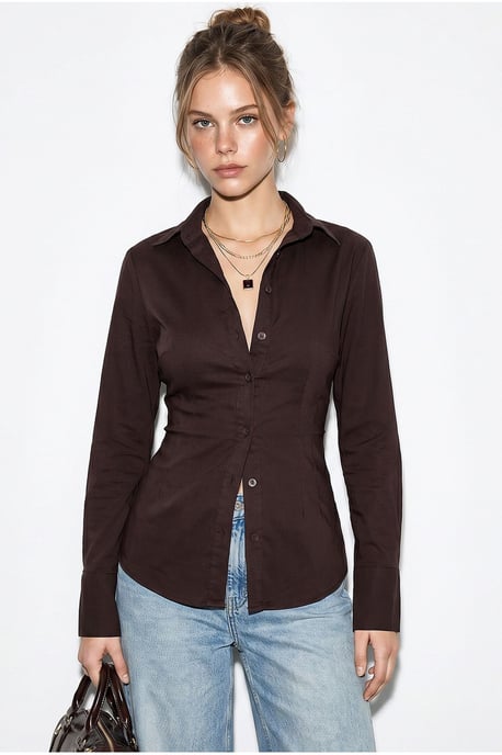 Getailleerde Katoenen Shirt met Stropdas Detail - Image 1