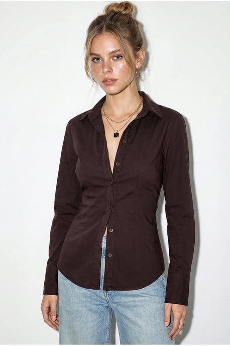 Getailleerde Katoenen Shirt met Stropdas Detail - Image 3
