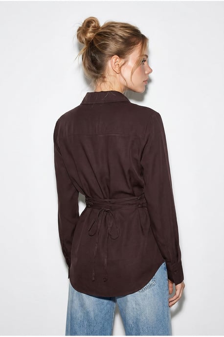 Getailleerde Katoenen Shirt met Stropdas Detail - Image 5
