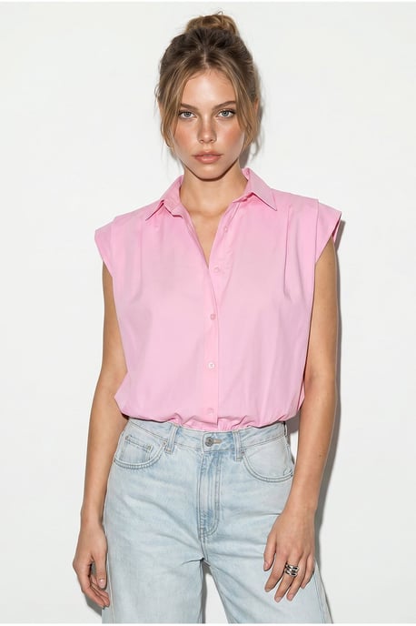 Women's Sleeveless Cropped Poplin Shirt - Image 3