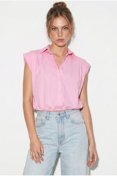 Women's Sleeveless Cropped Poplin Shirt - Image 4