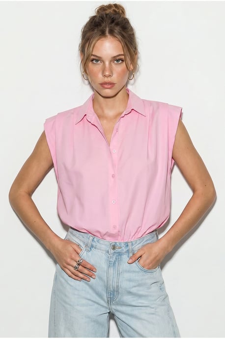 Women's Sleeveless Cropped Poplin Shirt - Image 6