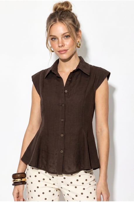Getailleerde Mouwloze Katoenen Shirt - Image 1
