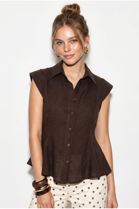 Getailleerde Mouwloze Katoenen Shirt - Image 3
