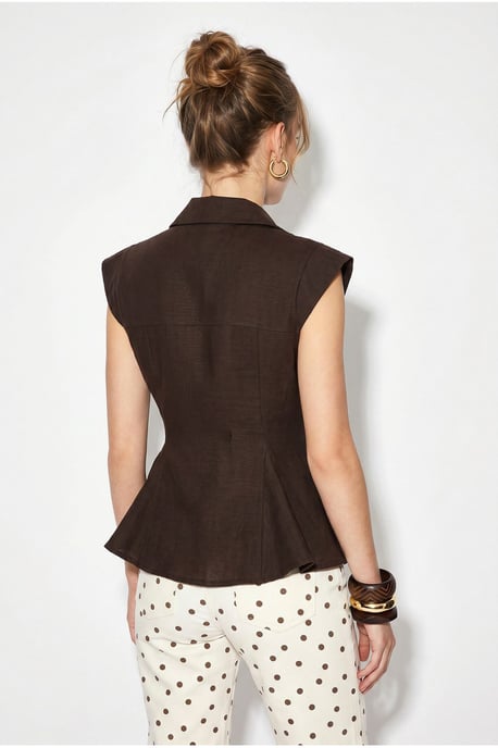 Getailleerde Mouwloze Katoenen Shirt - Image 4