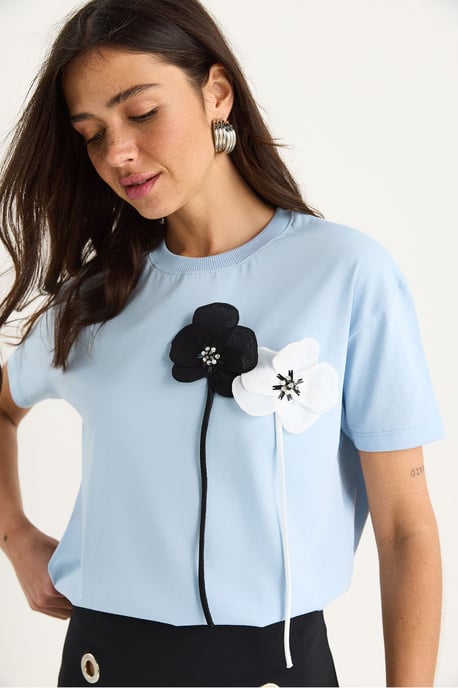 Bloemendruk Korte Mouwen T-shirt - Image 1