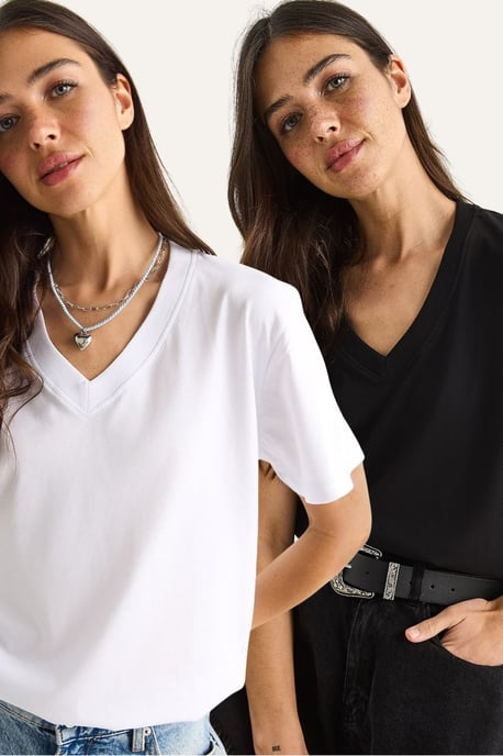 Comfort Fit V-Neck Combed Cotton T-Shirt - Image 1