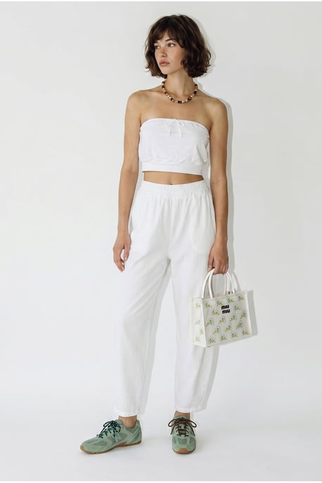 Elastic Waist Straight Leg Pants with Pockets - Image 3
