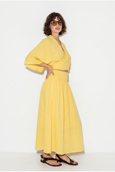 Cotton Two-Piece Blouse And Midi Skirt Set - Image 3