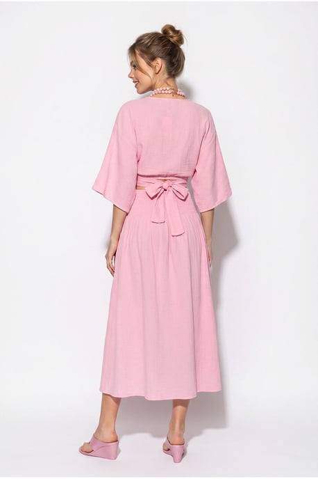 Cotton Two-Piece Blouse And Midi Skirt Set - Image 5