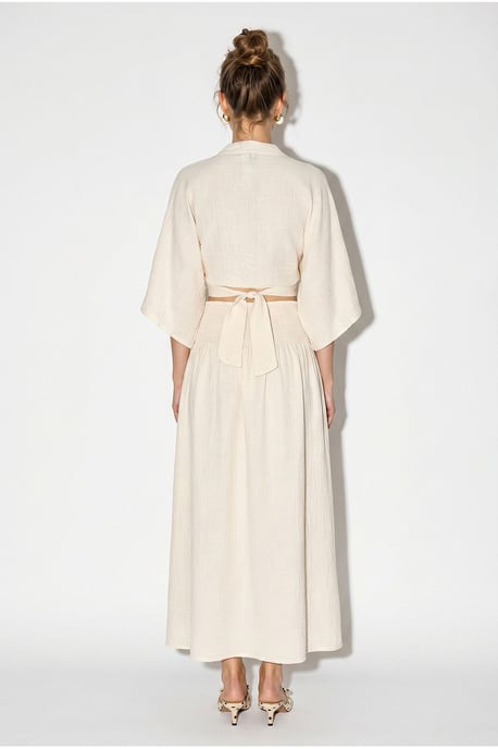 Cotton Two-Piece Blouse And Midi Skirt Set - Image 5