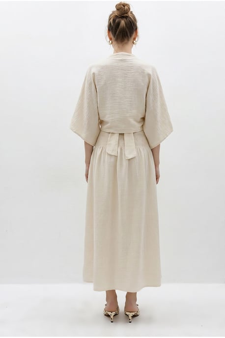 Cotton Two-Piece Blouse And Midi Skirt Set - Image 6