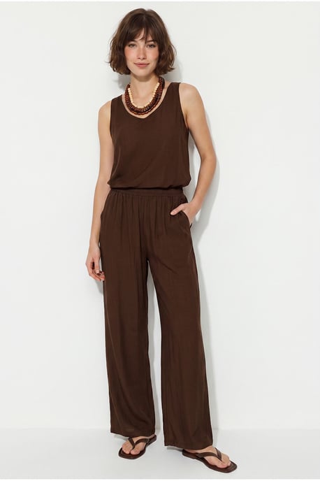 V-hals Katoenen Blouse-Broek Twee-Piece Set - Image 2