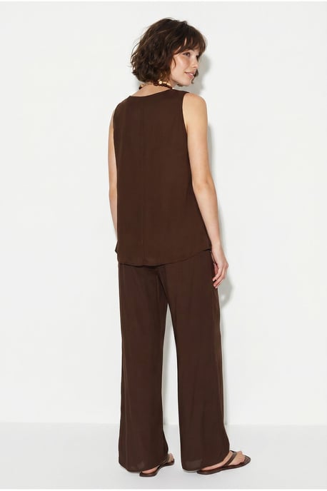 V-hals Katoenen Blouse-Broek Twee-Piece Set - Image 5