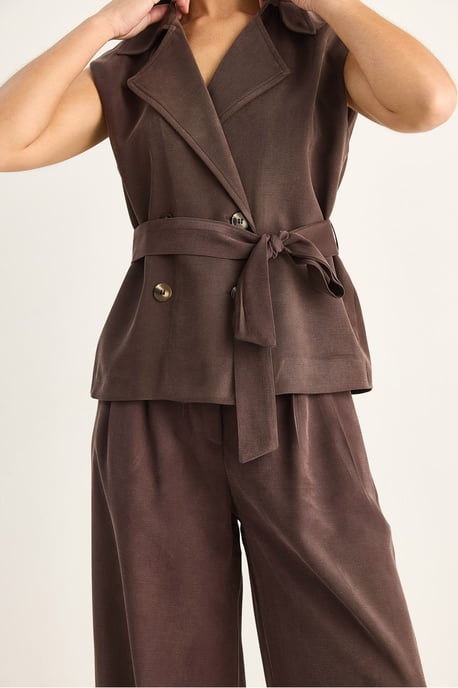 High Waist Wide Leg Co-ord Set with Shawl Collar - Image 6