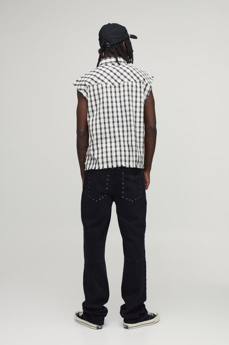 Studded Carpenter Stacked Slim Flared Jeans - Image 2