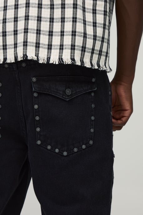 Studded Carpenter Stacked Slim Flared Jeans - Image 3