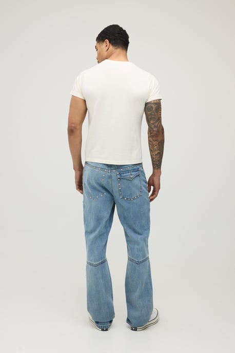 Studded Carpenter Stacked Slim Flared Jeans - Image 2