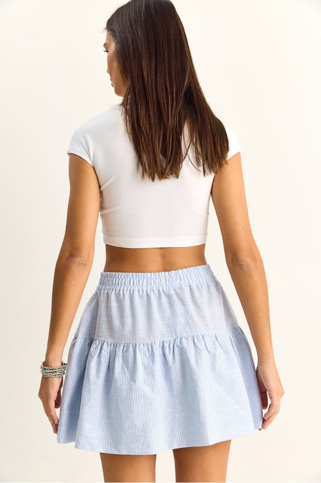 High-Waist Striped Seersucker Mini Skirt - Image 6