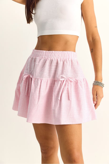 High-Waist Striped Seersucker Mini Skirt - Image 5