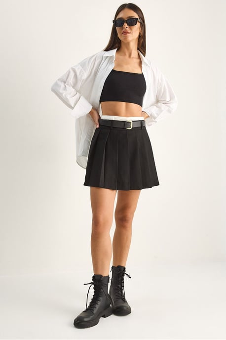 Hoge Taille Mini Skort Met Ceintuur - Image 1