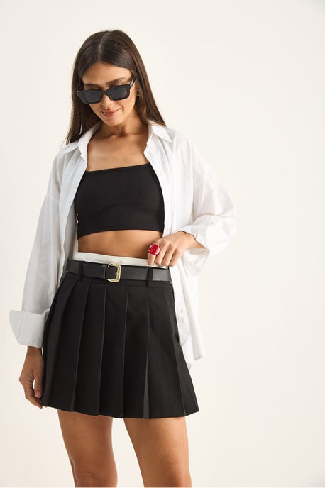 Hoge Taille Mini Skort Met Ceintuur - Image 2