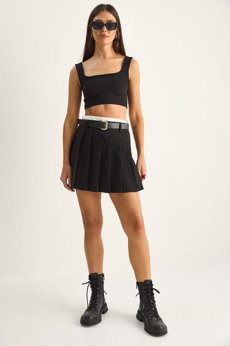 Hoge Taille Mini Skort Met Ceintuur - Image 4