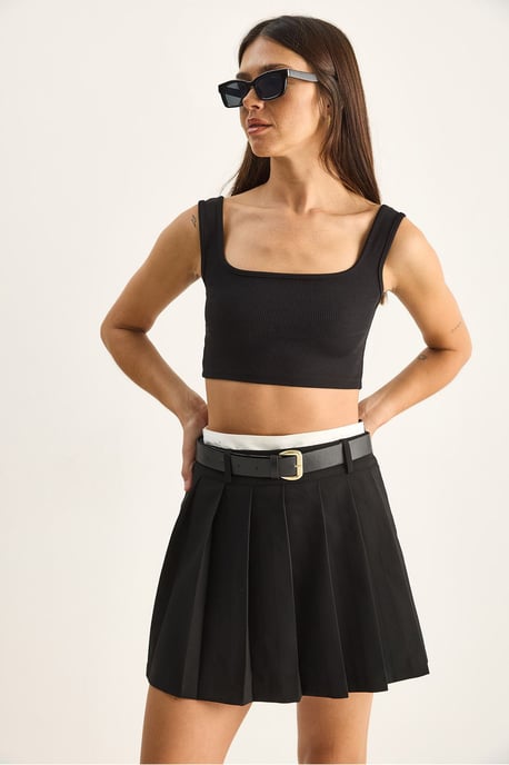 Hoge Taille Mini Skort Met Ceintuur - Image 5
