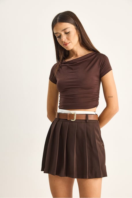 Hoge Taille Mini Skort Met RIem - Image 3