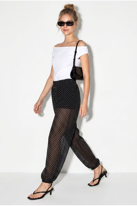Polka Dot Chiffon Jogger Pants - Image 2