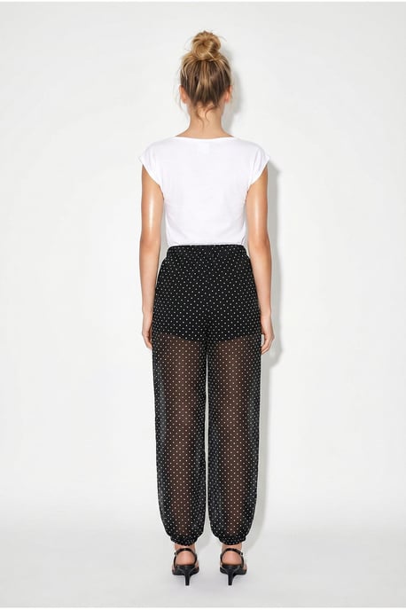 Polka Dot Chiffon Jogger Pants - Image 5