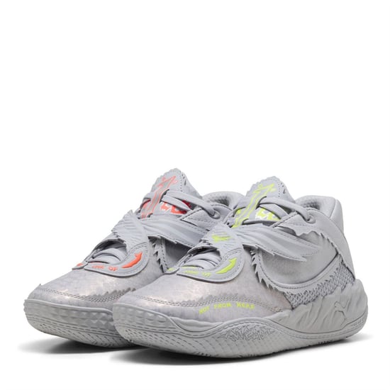 Boys Puma Mb.05 Metallic Basketball Trainers in Vibrant Sil-Yel - Image 1