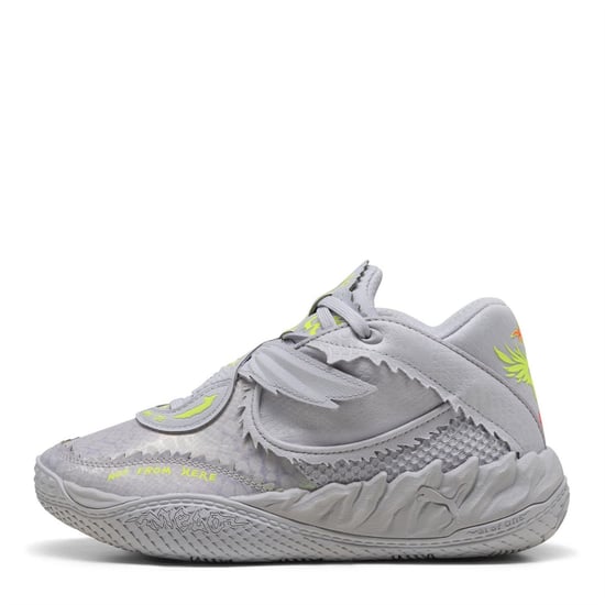 Boys Puma Mb.05 Metallic Basketball Trainers in Vibrant Sil-Yel - Image 2