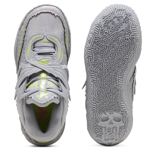 Boys Puma Mb.05 Metallic Basketball Trainers in Vibrant Sil-Yel - Image 3