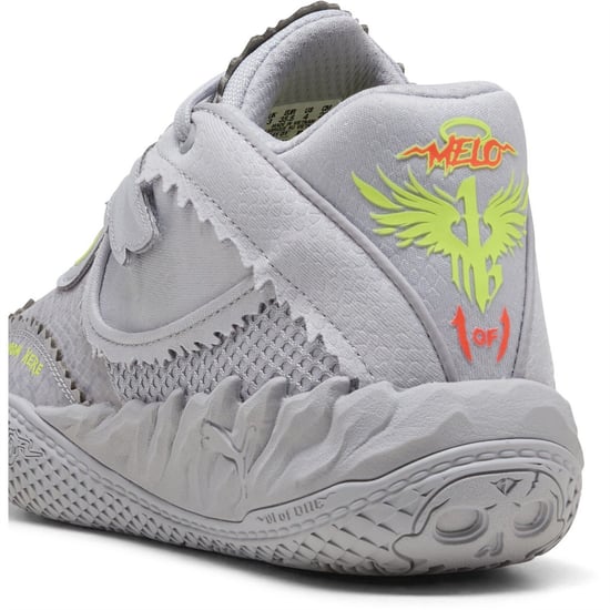 Boys Puma Mb.05 Metallic Basketball Trainers in Vibrant Sil-Yel - Image 5