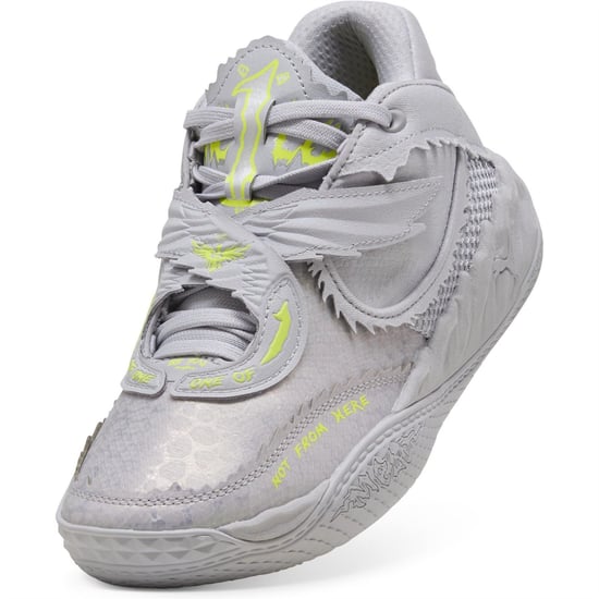 Boys Puma Mb.05 Metallic Basketball Trainers in Vibrant Sil-Yel - Image 6