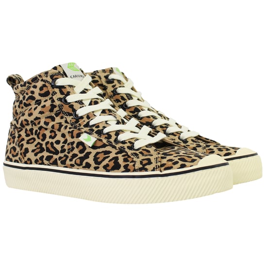 Cariuma OCA High Stripe Leopard Print Unisex Brown Plismolls - Image 2