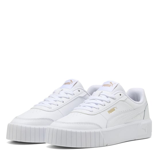 Women's Puma Carina Mia Classic Low Top Trainers in White-Gold - Image 1